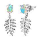 AA Natürliche, äthiopische Welo Opal, Weiße Zirkon Ohrringe 925 Silber rhodiniert ca. 1.40 ct