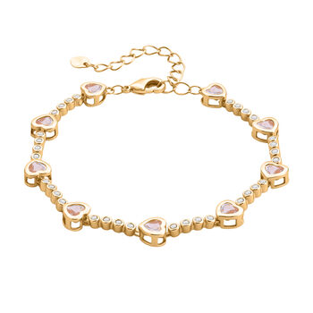 Rosa Zirkonia Armband ca. 18.5 cm Nickelfreies Messing Standard