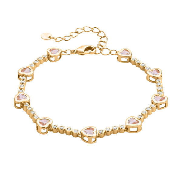 Rosa Zirkonia Armband ca. 18.5 cm Nickelfreies Messing Standard