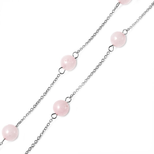 Rosenquarz Herz-Halskette in Silberton, 58,00 ct. image number 3