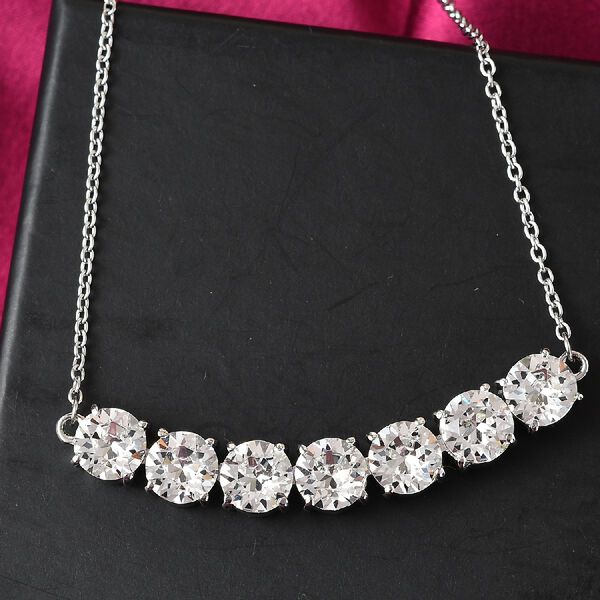 LUSTRO STELLA - &ouml;sterreichische, wei&szlig;e Kristall-Halskette mit Magnetverschluss, 45 cm lang, Edelstahl ca. 8,29 ct image number 3