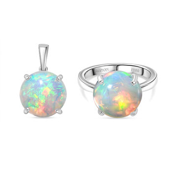 RHAPSODY AAAA &auml;thiopischer Welo Opal Ring und Anh&auml;nger in 950 Platin