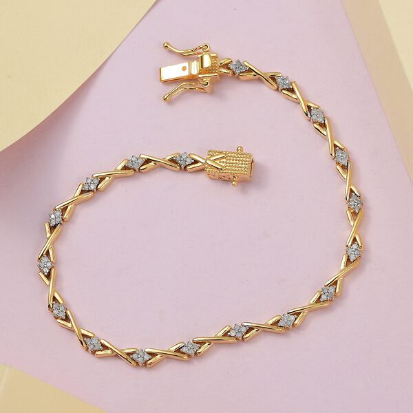 Weißes Diamant Armband, ca. 19 cm, 925 Silber Gelbgold Vermeil ca. 0.60 ct image number 2