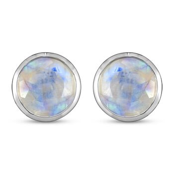Premium Regenbogen Mondstein-Ohrringe, 925 Silber platiniert ca. 1,77 ct