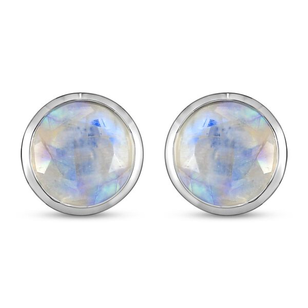 Premium Regenbogen Mondstein-Ohrringe, 925 Silber platiniert ca. 1,77 ct