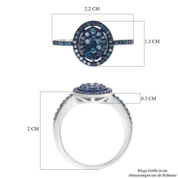 Blauer Diamant Ring, 925 Silber platiniert (Gr&ouml;&szlig;e 17.00) ca. 0.50 ct image number 6