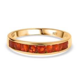 Blaze Feuer Opal Ring 925 Silber 750 Gelb Vergoldet (Größe 19.00) ca. 0.38 ct