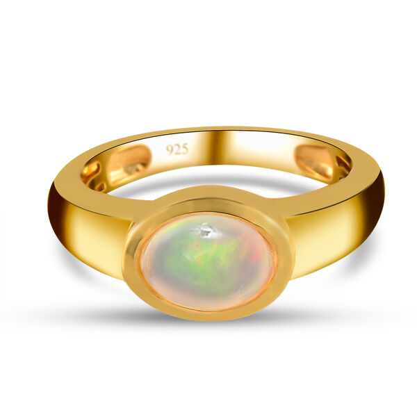 Nat&uuml;rlicher, &auml;thiopischer Opal-Ring, 925 Silber Gelbgold Vermeil  ca. 0,80 ct