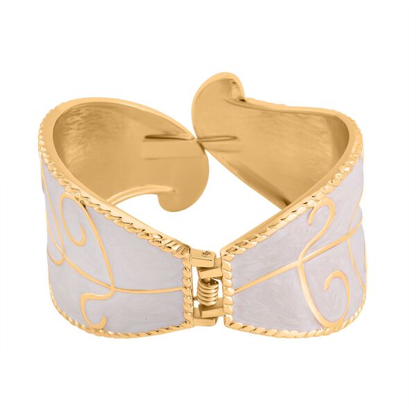 Wei&szlig;er Kristall Armreif ca. 18 cm Legierung emailliert image number 4