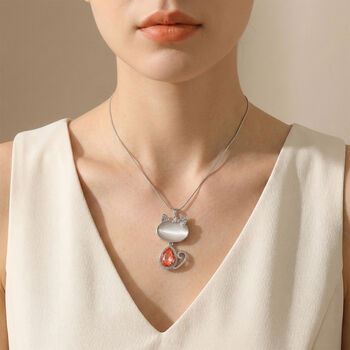 Erstellt wei&szlig;es Katzenaugen, Rosa Kristall Anh&auml;nger mit Kette ca. 63.5 cm + 5 cm Extender