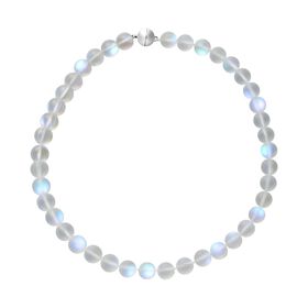 Weiße Kristall Halskette, ca. 50 cm, silberfarben