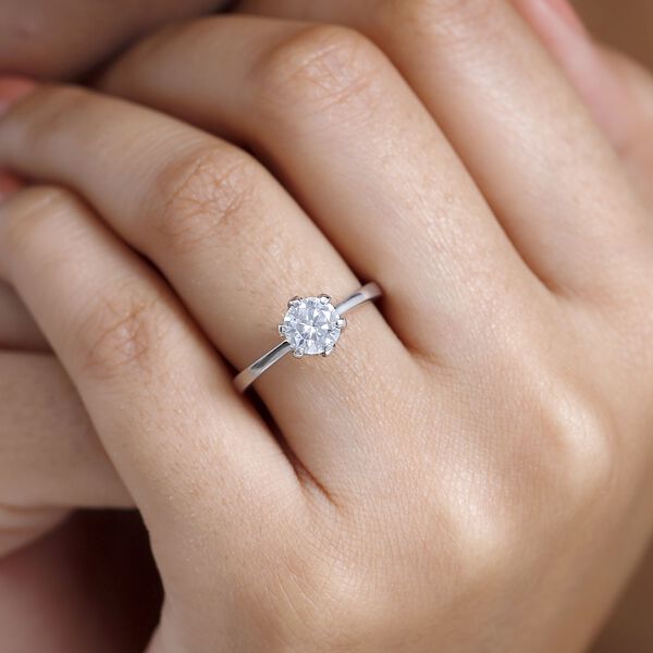 Moissanit Ring, 925 Silber platiniert, ca. 0,93 ct image number 9