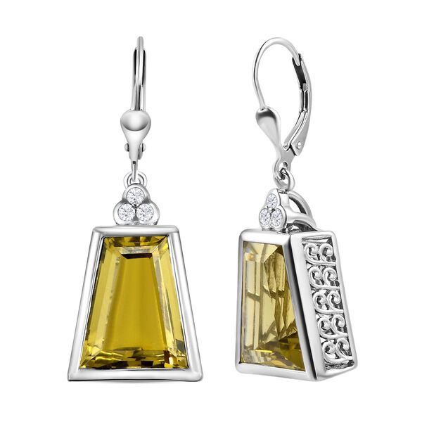 Ouro Verde-Quarz und Zirkon-Ohrhänger in Silber, 18,10 ct. image number 4