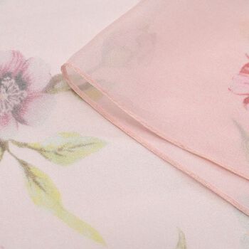 LA MAREY 100% Maulbeerseiden Schal, Rosa mit floralem Muster