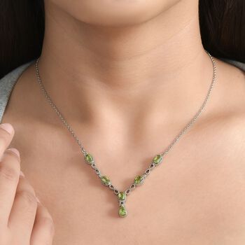 Nat&uuml;rliche Peridot Halskette, ca. 45 cm 316L Edelstahl ca. 2.80 ct