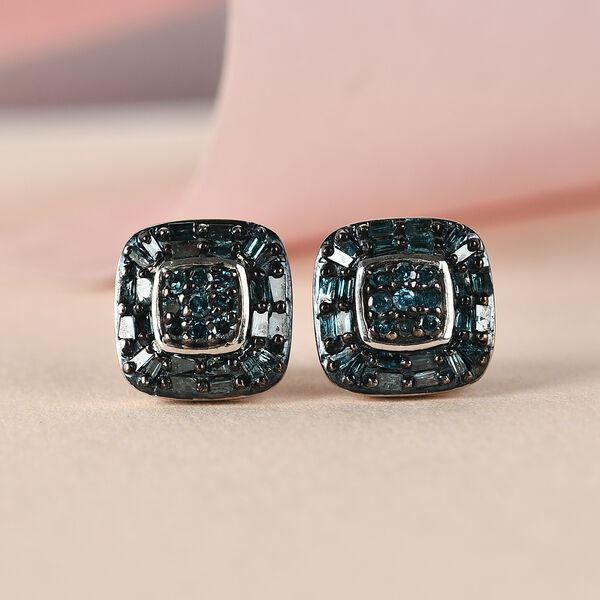 Blauer Diamant Ohrstecker 925 Silber platiniert ca. 0,33 ct image number 2