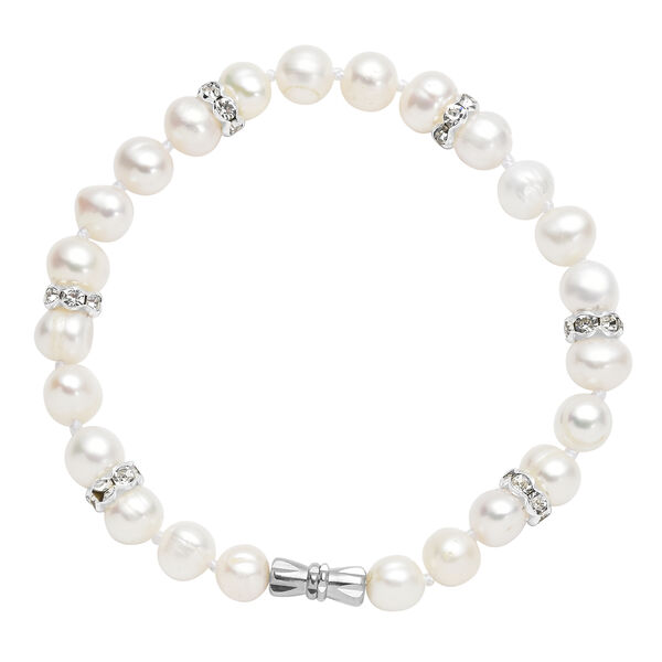 Süßwasserzuchtperlen und weißes Kristall-Armband, 19 cm - 24,50 ct. image number 0