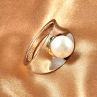 Süßwasser Perle Solitär Ring 925 Silber Zweifarbige Beschichtung image number 1