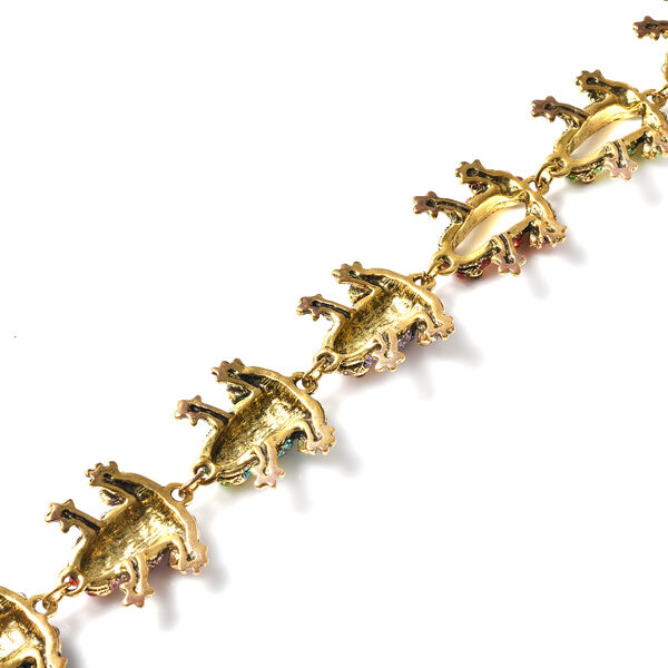 Mehrfarbiges Kristall-Frosch-Armband in Goldton image number 4