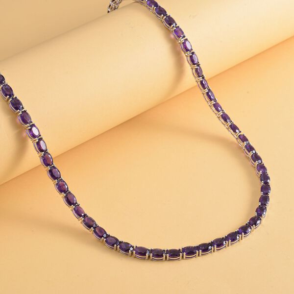 Afrikanische Amethyst Halskette, ca. 45 cm, 925 Silber rhodiniert ca. 42.72 ct image number 2