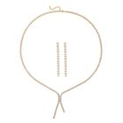 2er Set - Weißer Zirkonia Ohrringe und Halskette Schmuckset, Reines Messing, ca. 2.05 ct