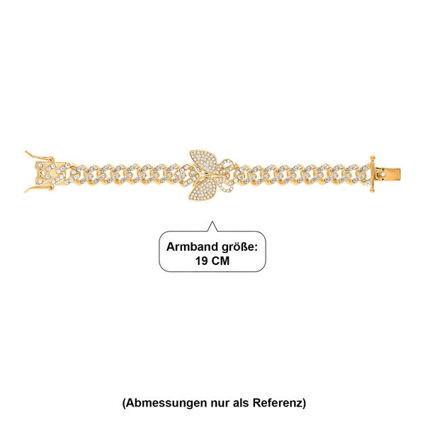 Wei&szlig;es Kristall 19cm Armband in Goldton, Schmetterling image number 5