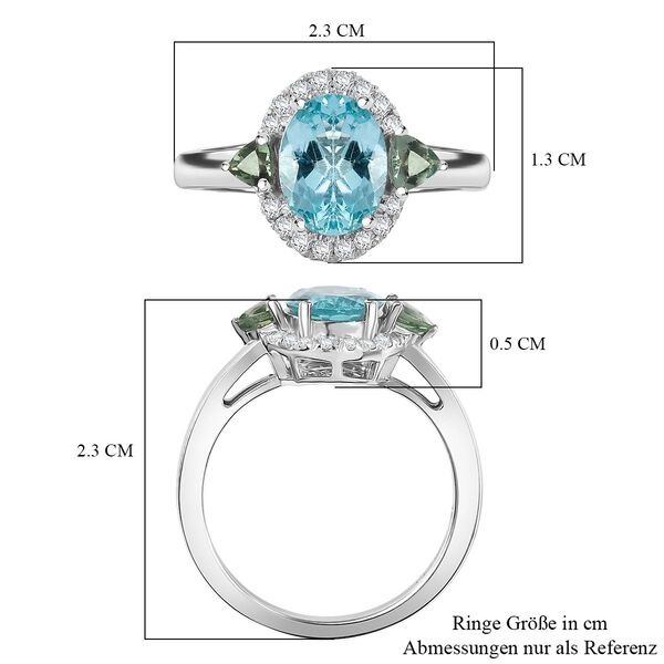 Betroka Blauer Apatit, Nat&uuml;rlicher gr&uuml;ner Apatit Ring 925 Silber rhodiniert (Gr&ouml;&szlig;e 17.00) ca. 2,46 ct image number 7