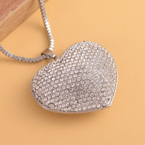 Kristall-Herz-Anhänger mit Kette in Silberton - 5 ct. image number 2