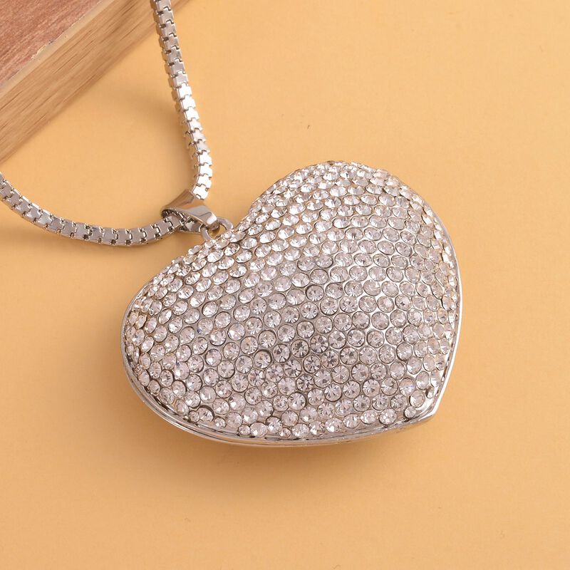 Kristall-Herz-Anhänger mit Kette in Silberton - 5 ct. | SHOPLC 