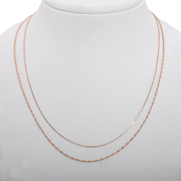 2er Set - Italienische Singapurkette und Ankerkette, 925 Silber ros&eacute;vergoldet ca. 45 cm ca. 2,46g image number 2