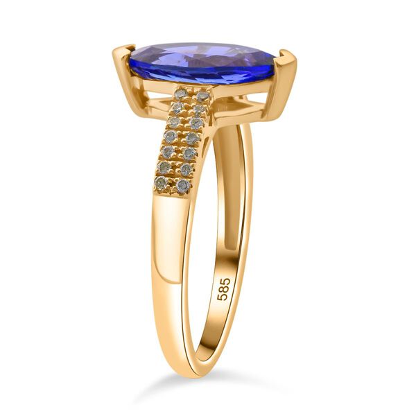 AAA Tansanit und nat&uuml;rlicher, gelber Diamant Ring in 585 Gold - 2,02 ct. image number 4