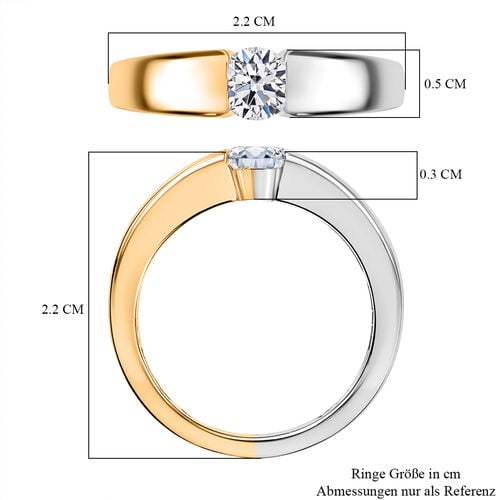 Lab Grown Diamant SI Ring 925 Silber Rhodiniert und 750 Gelbgold Vermeil (Größe 17.00) ca. 0,50 ct image number 6