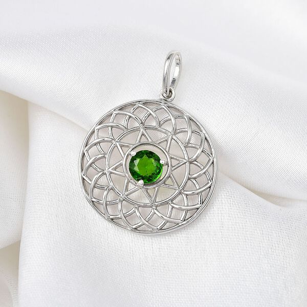 Nat&uuml;rlicher Chromdiopsid Anh&auml;nger, 925 Silber rhodiniert, ca. 0.51 ct. image number 1