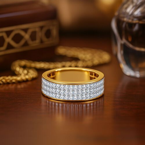 LUXURIANT DIAMOND - Lab Grown Diamant SI-GH SGL zertifiziert Ring, 925 Silber 750 Gelbgold Vermeil (Größe 17.00) ca. 1,00 ct image number 1