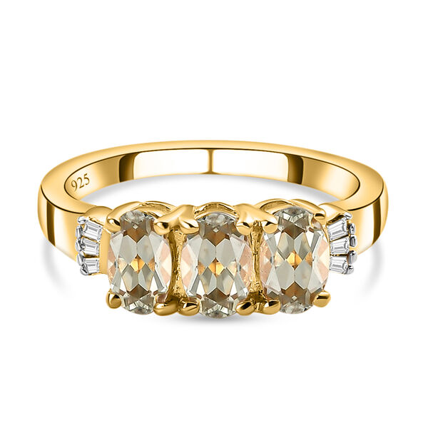 AAA Turkizit und wei&szlig;er Diamant-Ring, 925 Silber Gelbgold Vermeil  ca. 1,59 ct