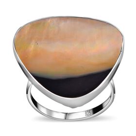 Graue Muschelkernperle Ring, 925 Silber, (Größe 20.00), ca. 8.00 ct