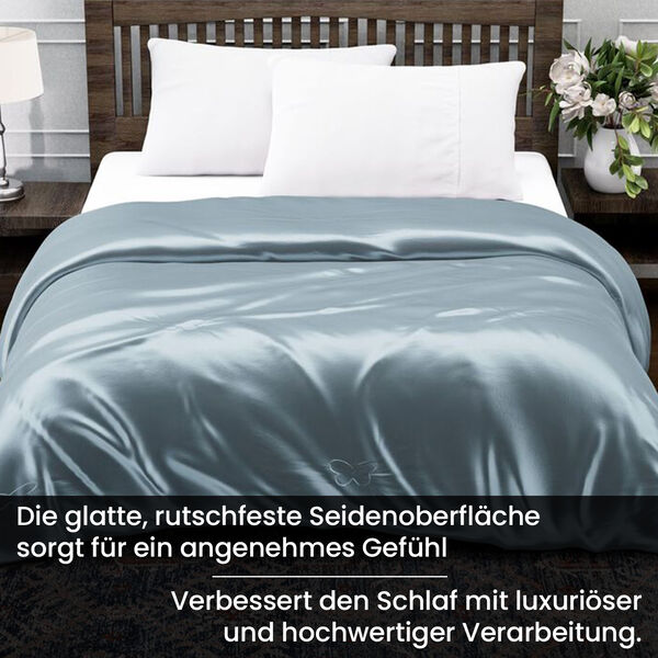 Serenity Night Seidendecke aus 100% Maulbeerseide mit 500gsm Kunstdaunenfüllung, 135x200cm, Türkis image number 6