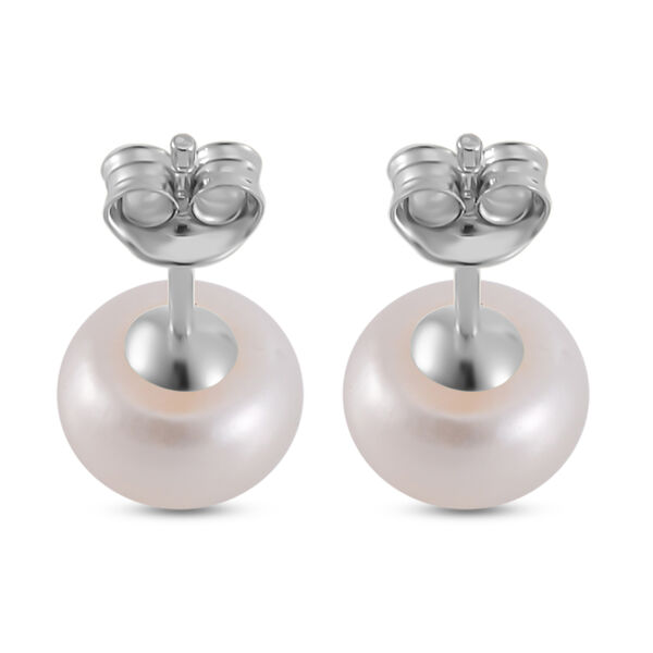 Weiße Süßwasser Perle Ohrstecker, 925 Silber rhodiniert image number 5