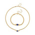 2-teiliges Schmuckset, Halskette und Armband mit Blauer Kristallen, Edelstahl und goldfarben