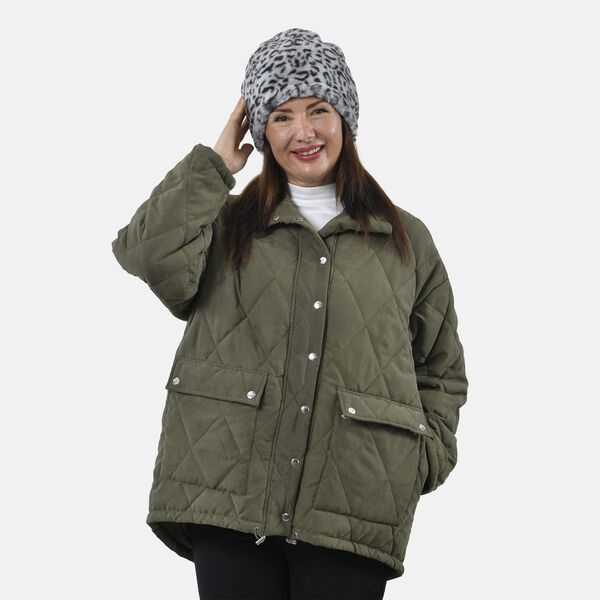 2 in 1 Infinity Schal und Mütze, Grau Leopardmuster image number 6