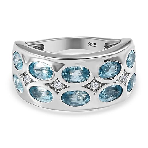 Kambodschanischer blauer und weißer Zirkon-Ring - 3,73 ct. image number 0
