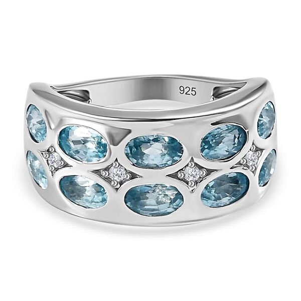 Kambodschanischer blauer und wei&szlig;er Zirkon-Ring - 3,73 ct.