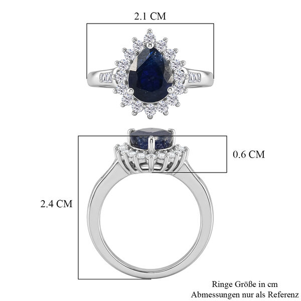 Masoala Saphir und Zirkon Halo Ring, 925 Silber platiniert, 3,11 ct. image number 7