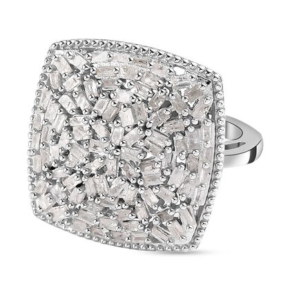 Wei&szlig;er Diamant-Ring, 925 Silber platiniert (Gr&ouml;&szlig;e 17.00) ca. 1.00 ct