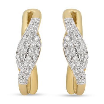 Diamant-Ohrringe, 925 Silber Gelbgold Vermeil ca. 0,27 ct