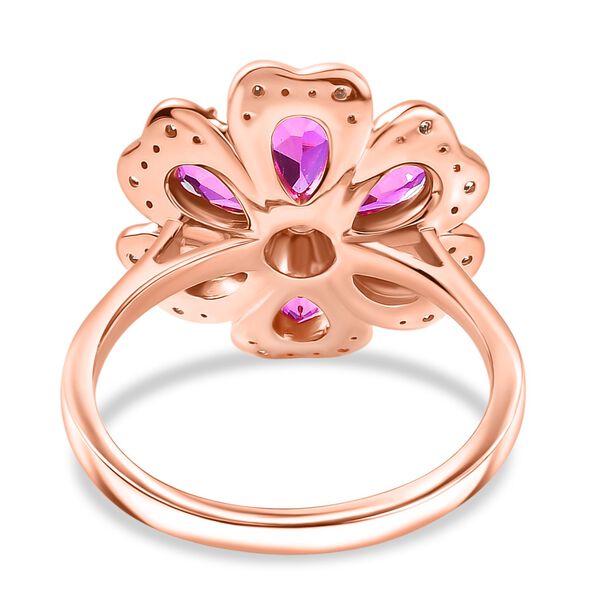 AAA Lab Created Rosa Saphir, Moissanit Ring 925 Silber 750 Roségold Vermeil (Größe 19.00) ca. 3,95 ct image number 5