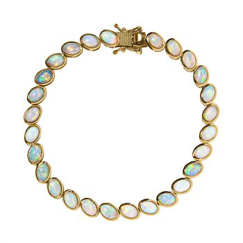 Nat&uuml;rlicher, &auml;thiopischer Welo Opal Armband ca. 19 cm 925 Silber vergoldet ca. 8.80 ct