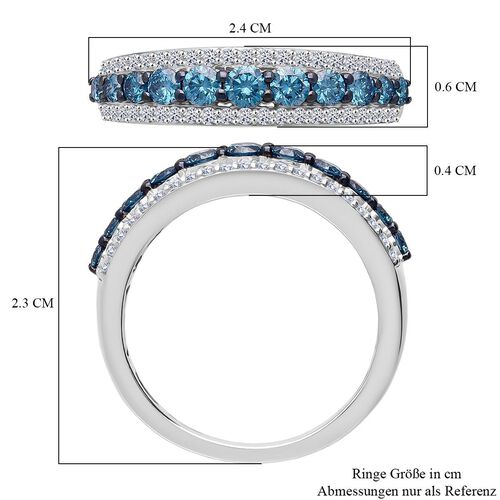 LUXURIANT DIAMOND - Lab Grown Blauer Diamant SI-GH SGL zertifiziert Ring 925 Silber rhodiniert (Größe 18.00) ca. 1.00 ct image number 6