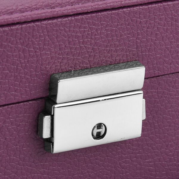 Schmuck Aufbewahrungsbox mit Haken und Fächern, 19x17x6.8 cm, Lila image number 8
