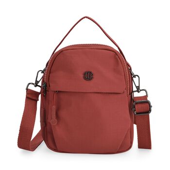 Nylon Crossbody Tasche in Ziegelrot mit Rei&szlig;verschluss
